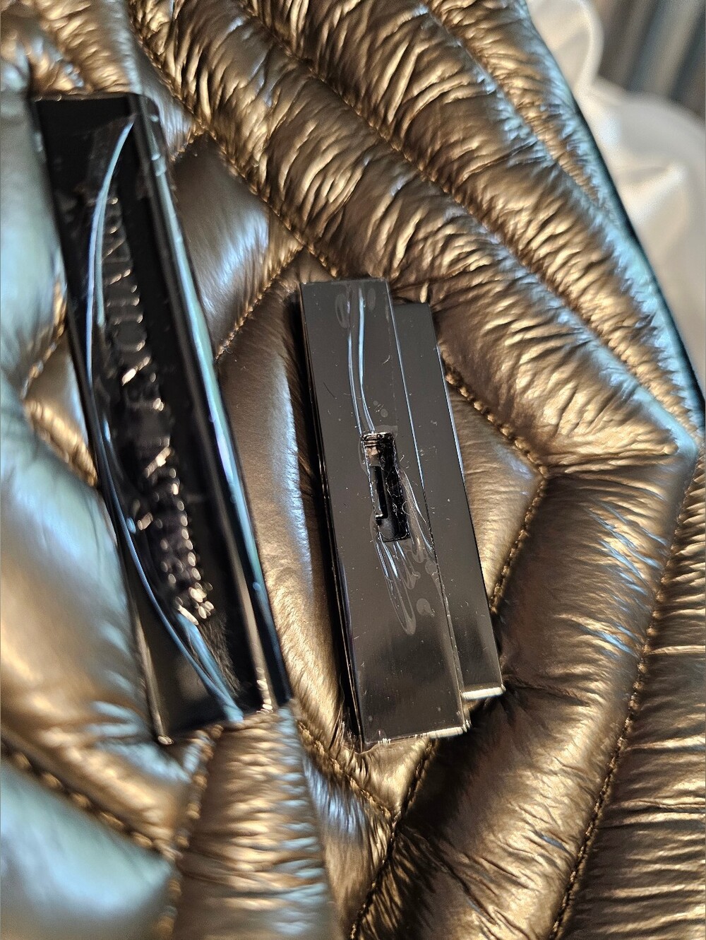 NWT Armani Exchange Metallic Gunmetal Quilted Chain Shoulder Bag - Picture 14 of 14